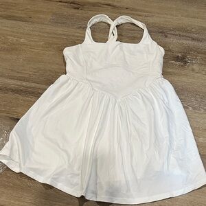White Sleeveless Dress - tennis dress - shorts under